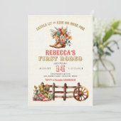 Invitation Boots rustiques Cowgirl 1er Rodéo Anniversaire Inv (Debout devant)