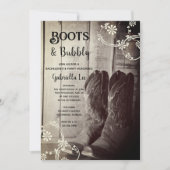 Invitation Boots rustiques et Bubbly Western Bachelorette Par (Devant)
