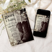 Invitation Boots rustiques et Bubbly Western Bachelorette Par