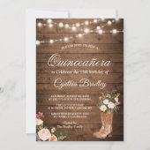 Invitation Boots rustiques fille-fille Quinceañera 15e annive (Devant)