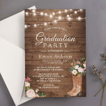 Invitation Boots rustiques Floral String Lights Graduation Pa<br><div class="desc">Rustic Cowgirl Boots Floral String Lights Graduation Party Invitations (1) Pour plus de personnalisation, cliquez sur le lien "customiser plus" et utilisez notre outil de conception pour modifier ce modèle. (2) Si vous préférez les papiers plus épais / Finition mat, vous pouvez envisager de choisir le type de papier mat....</div>