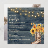 Invitation Boots rustiques Sunflower Bridal Showitation Invit (Devant / Derrière)