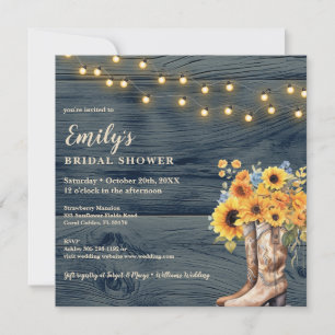 Invitation Boots rustiques Sunflower Bridal Showitation Invit