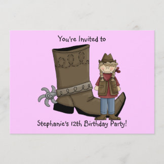 Invitation Boots & Spurs de la fille - Fête de la fille d'ann