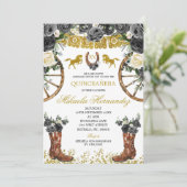 Invitation Boots Western Gold et Black Charra 15 Anos Invitat (Debout devant)