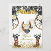 Invitation Boots Western Gold et Black Charra 15 Anos Invitat (Dos)