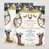 Invitation Boots Western Gold et Black Charra 15 Anos Invitat (Devant / Derrière)