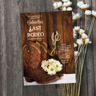 Invitation Boots White Daisies Dernier Rodéo Bachelorette Par