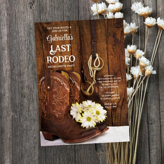 Invitation Boots White Daisies Dernier Rodéo Bachelorette Par
