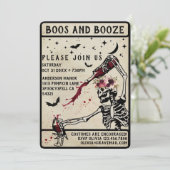 Invitation Booze Adult Vintage Skull Halloween Party (Debout devant)