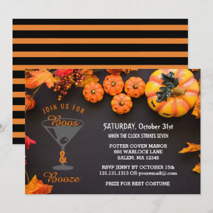 Invitation Booze Adulte Halloween Party Black Orange