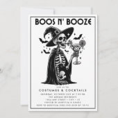 Invitation Booze Black White Adult Halloween Party (Devant)