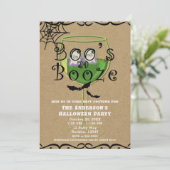 Invitation Booze & Booze Ghosts & Bats Kraft Halloween Party (Debout devant)