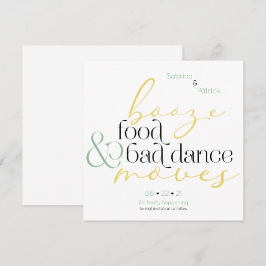 Invitation Booze de menthe de citron Mauvaise danse Déménagem (Devant / Derrière)