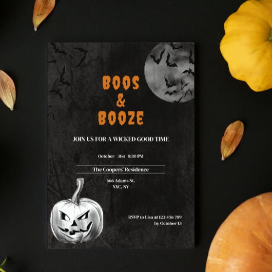 Invitation Booze Éffrayant Adulte Halloween Party