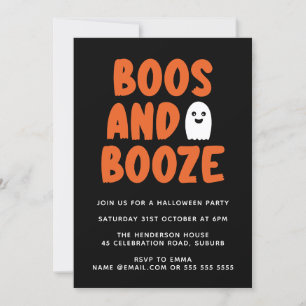 Invitation Booze Funny mignon Ghost Halloween Party 