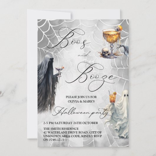 Invitation Booze Ghost Adult Halloween Party (Devant)