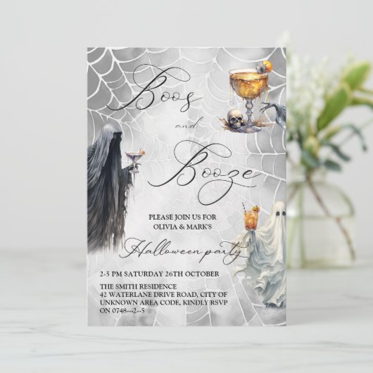 Invitation Booze Ghost Adult Halloween Party (Debout devant)