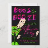Invitation Booze Halloween Ghost Neon Black (Devant)
