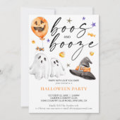 Invitation Booze Watercolor Ghost Halloween Party (Devant)