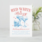 Invitation Boozy blanc rouge 4 juillet Anniversaire (Debout devant)