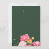 Invitation Boquet de pivoine rose sur Mariage vert (Dos)