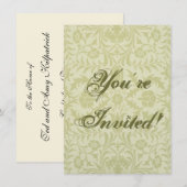 Invitation Borage Vert Doux Mariage William Morris (Devant / Derrière)