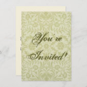 Invitation Borage Vert Tendre Mariage William Morris (Devant / Derrière)