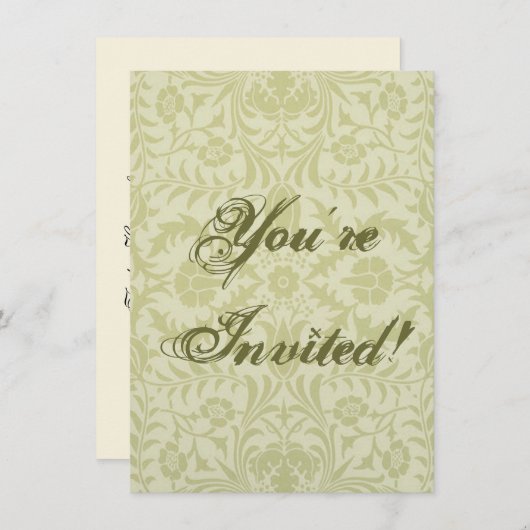 Invitation Borage Vert Tendre Mariage William Morris (Devant / Derrière)