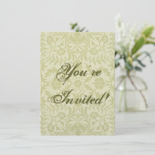 Invitation Borage Vert Tendre Mariage William Morris (Debout devant)