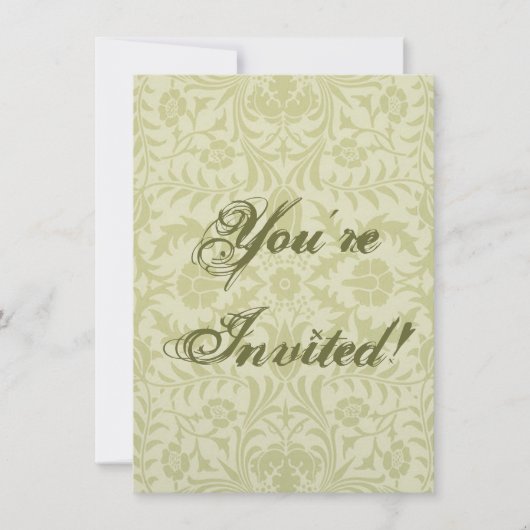 Invitation Borage Vert Tendre Mariage William Morris (Devant)