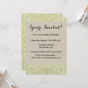 Invitation Borage vintage vert tendre damas de William Morris