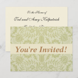 Invitation Borage vintage vert tendre damas de William Morris