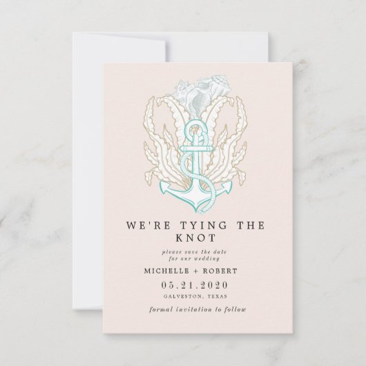 Invitation bord de mer élégant Photo Enregistrer la date (Devant)