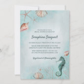 Invitation Bord de mer | Fête des mariées Beach Blue Seashell (Devant)