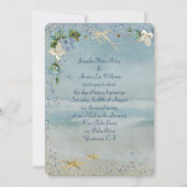 Invitation bord de mer turquoise avec étoiles de mer et bulle (Devant)