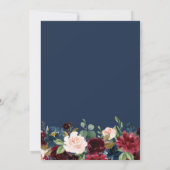 Invitation bordeaux et marine, rougir mariage rose (Dos)