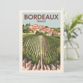 Invitation Bordeaux France Vignoble Voyage Art Rétro (Debout devant)