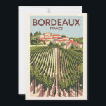 Invitation Bordeaux France Vignoble Voyage Art Rétro<br><div class="desc">Bordeaux rétro vecteur conception de voyage. Bordeaux,  hub de la célèbre région viticole,  est une ville portuaire sur la Garonne dans le sud-ouest de la France.</div>