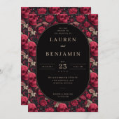 Invitation Bordeaux Gothic Paisley Wedding (Devant / Derrière)