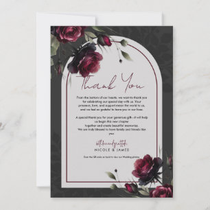 Invitation Bordeaux Red Roses Shadowy Grey Floral Mariage