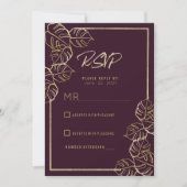 Invitation Bordeaux riche en or rouge riche floral Mariage RS (Devant)