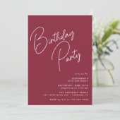 Invitation Bordeaux | Typographie moderne Burgundy Red Annive (Debout devant)