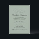 Invitation Border Script Elegant Wedding Olive Gray RSVP<br><div class="desc">This wedding invitation features a dusty sage green background,  soft black refined serif lettering,  and a clean border.</div>