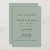 Invitation Border Script Elegant Wedding Olive Gray RSVP (Devant / Derrière)