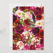 Invitation Bordo Burgundy Maroon Boho Fête des mariées floral (Dos)