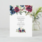 Invitation Bordo et Mariage floral de la marine (Debout devant)