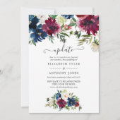 Invitation Bordo et Marine Aquarelle Mariage Floral (Devant)