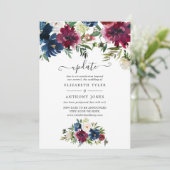 Invitation Bordo et Marine Aquarelle Mariage Floral (Debout devant)