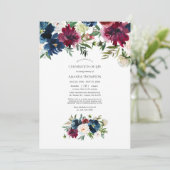 Invitation Bordo & Marine Aquarelle Florale Célébration de la (Debout devant)